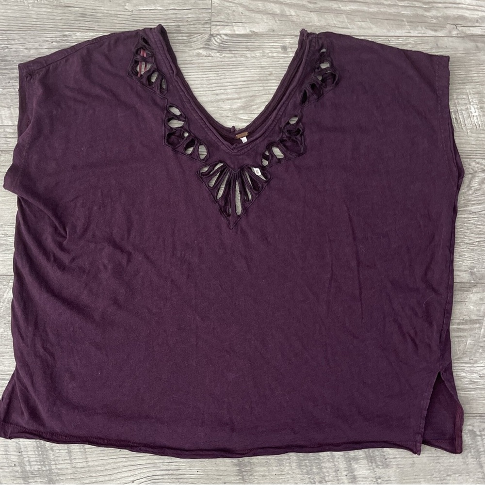 Free People Maybelle Eyelet Top - Maroon/ Purple